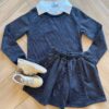 Conjunto Infantil Feminino Blusão Boxy e Short Saia Preto Brilhante Fernanda Ramos Kids