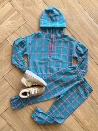 Conjunto Infantil Feminino Blusão com Capuz e Calça Love Verde Fernanda Ramos Kids