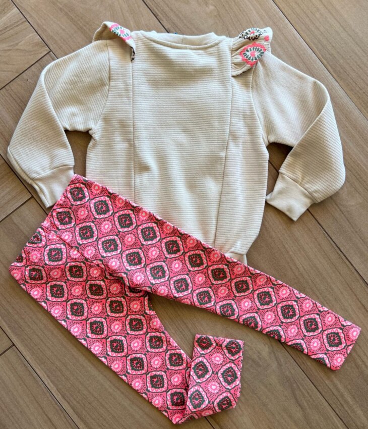 Conjunto Infantil Feminino Blusão Manga Longa Good Vibes e Legging Fernanda Ramos Kids
