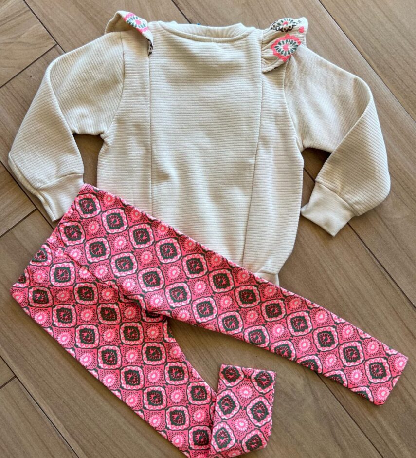Conjunto Infantil Feminino Blusão Manga Longa Good Vibes e Legging Fernanda Ramos Kids
