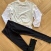 Conjunto Infantil Feminino Blusão Manga Longa Urso e Legging Preta Fernanda Ramos Kids