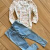 Conjunto Infantil Feminino Body Manga Longa Canelado e Calça Jeans Fernanda Ramos Kids
