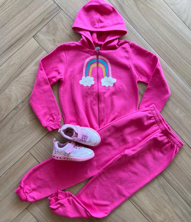 Conjunto Infantil Feminino Jaqueta Better Together e Calça Rosa Fernanda Ramos Kids