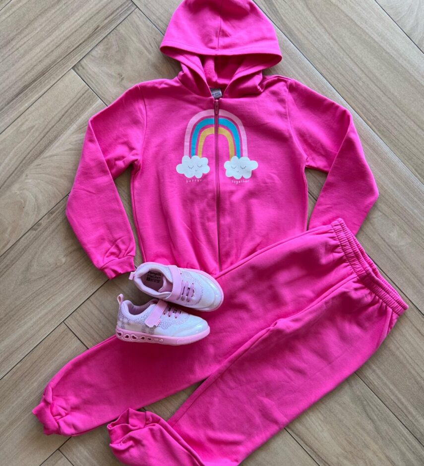 Conjunto Infantil Feminino Jaqueta Better Together e Calça Rosa Fernanda Ramos Kids
