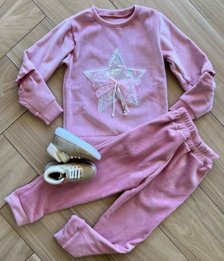 Conjunto Infantil Feminino Moletom Blusa Manga Longa e Calça Fernanda Ramos Kids