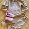 Conjunto Infantil Feminino Moletom Blusa Manga Longa e Calça Bege Fernanda Ramos Kids