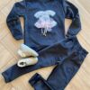 Conjunto Infantil Feminino Moletom Blusa Manga Longa e Calça Preta Fernanda Ramos Kids