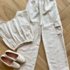 Conjunto Infantil Feminino Viscolinho Blusa Cropped e Calça Cargo Fernanda Ramos Kids