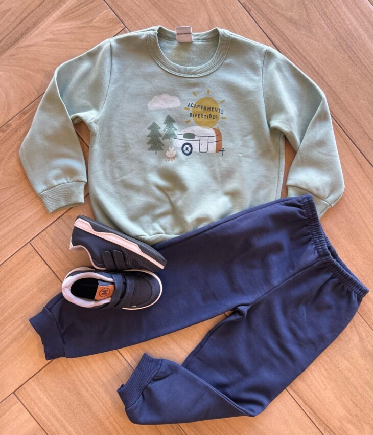 Conjunto Infantil Masculino Blusa Manga Longa Acampamento e Calça Fernanda Ramos Kids