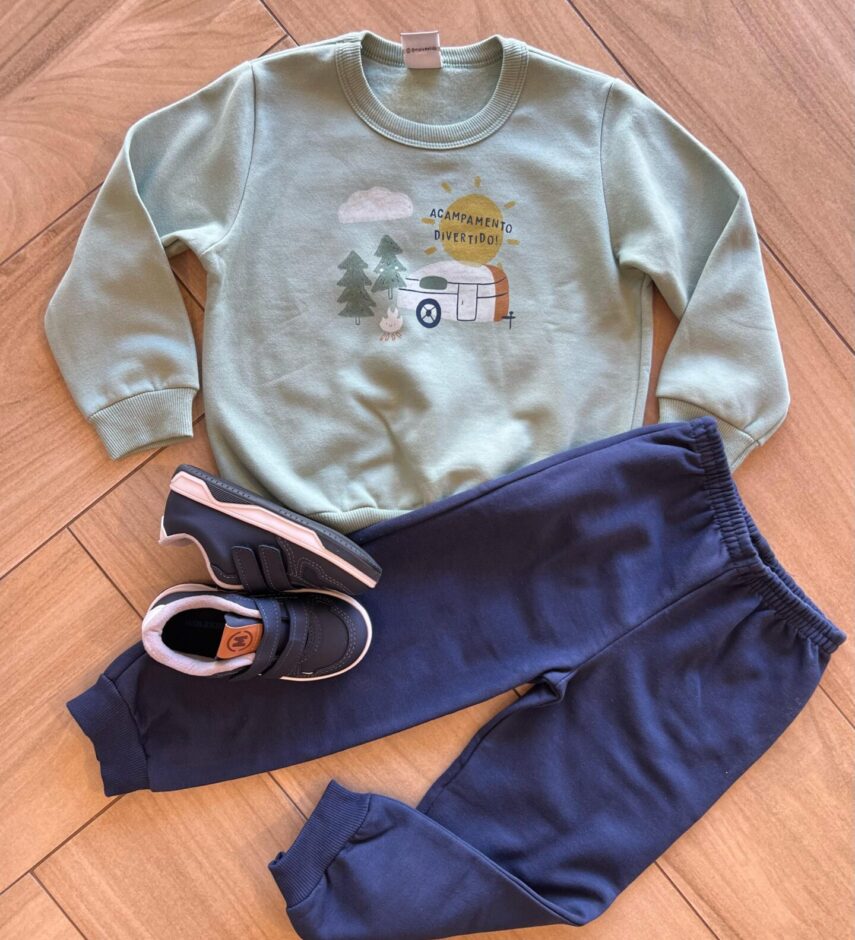 Conjunto Infantil Masculino Blusa Manga Longa Acampamento e Calça Fernanda Ramos Kids