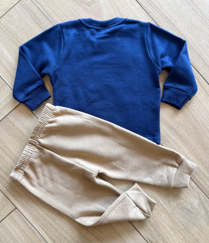 Conjunto Infantil Masculino Blusa Manga Longa Azul e Calça Jogger Fernanda Ramos Kids