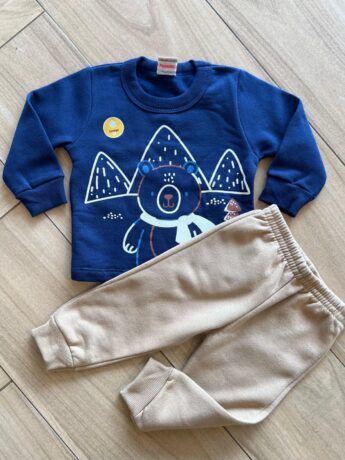Conjunto Infantil Masculino Blusa Manga Longa Azul e Calça Jogger Fernanda Ramos Kids