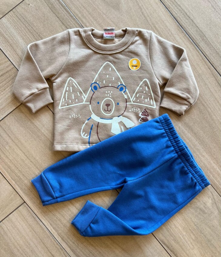Conjunto Infantil Masculino Blusa Manga Longa Caqui e Calça Jogger Fernanda Ramos Kids