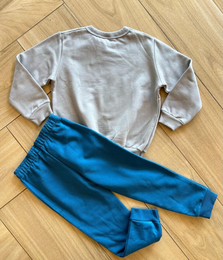 Conjunto Infantil Masculino Blusa Manga Longa Cinza e Calça Fernanda Ramos Kids