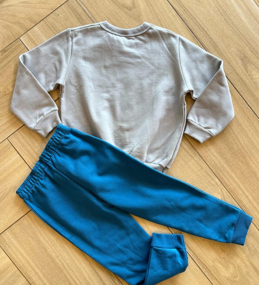 Conjunto Infantil Masculino Blusa Manga Longa Cinza e Calça Fernanda Ramos Kids