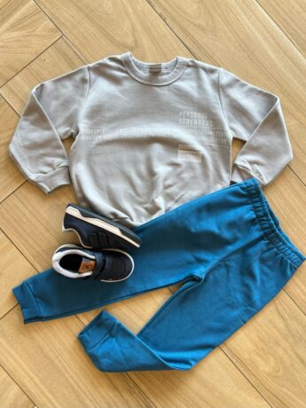 Conjunto Infantil Masculino Blusa Manga Longa Cinza e Calça Fernanda Ramos Kids
