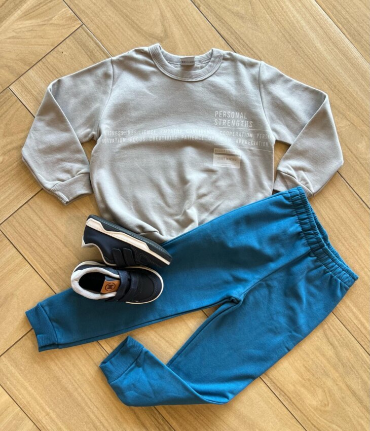Conjunto Infantil Masculino Blusa Manga Longa Cinza e Calça Fernanda Ramos Kids