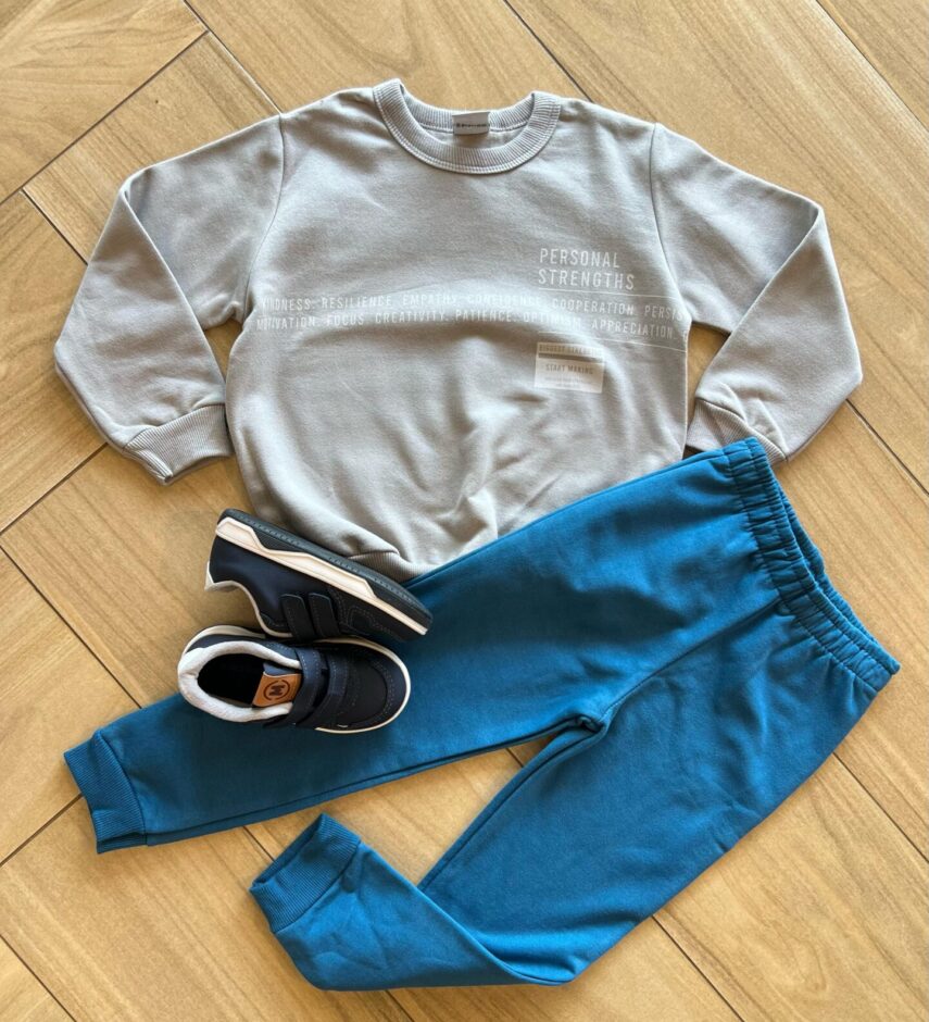 Conjunto Infantil Masculino Blusa Manga Longa Cinza e Calça Fernanda Ramos Kids