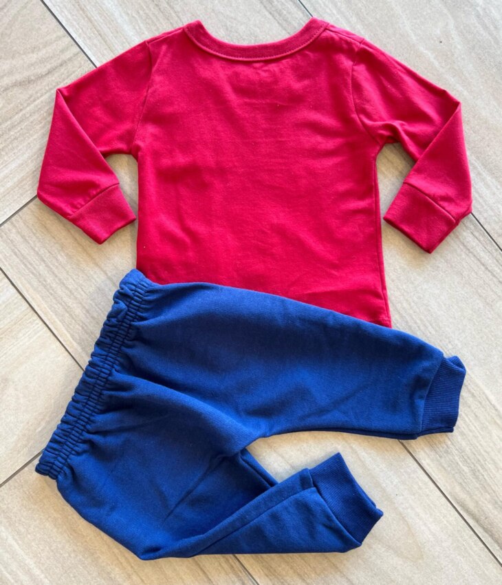 Conjunto Infantil Masculino Blusa Manga Longa e Calça Saruel Azul Fernanda Ramos Kids