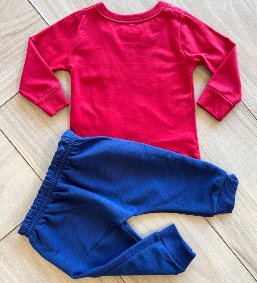 Conjunto Infantil Masculino Blusa Manga Longa e Calça Saruel Azul Fernanda Ramos Kids