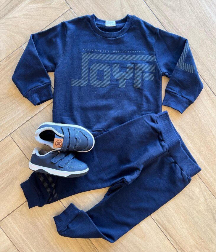 Conjunto Infantil Masculino Blusa Manga Longa Every Day e Calça Azul Fernanda Ramos Kids