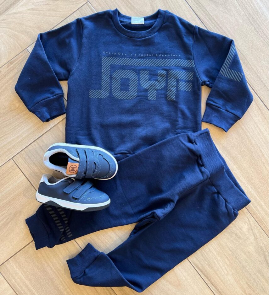 Conjunto Infantil Masculino Blusa Manga Longa Every Day e Calça Azul Fernanda Ramos Kids