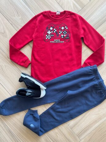 Conjunto Infantil Masculino Blusa Manga Longa Game e Calça Azul Fernanda Ramos Kids