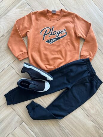 Conjunto Infantil Masculino Blusa Manga Longa Player e Calça Preta Fernanda Ramos Kids
