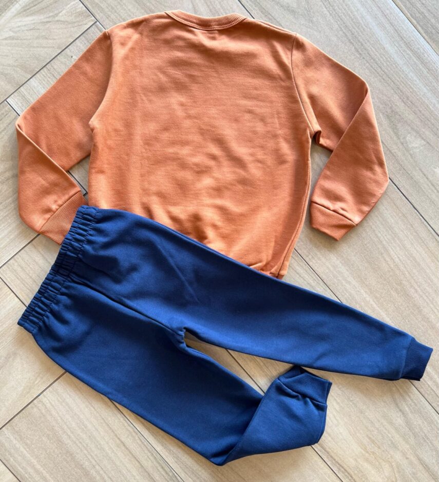 Conjunto Infantil Masculino Blusa Manga Longa Repeat e Calça Azul Fernanda Ramos Kids