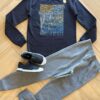 Conjunto Infantil Masculino Blusa Manga Longa World e Calça Cinza Fernanda Ramos Kids