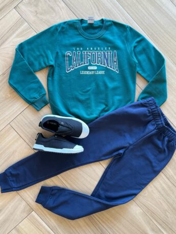 Conjunto Infantil Masculino Blusão California e Calça Azul Marinho Fernanda Ramos Kids