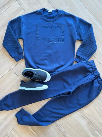 Conjunto Infantil Masculino Blusão Discory e Calça Azul Marinho Fernanda Ramos Kids