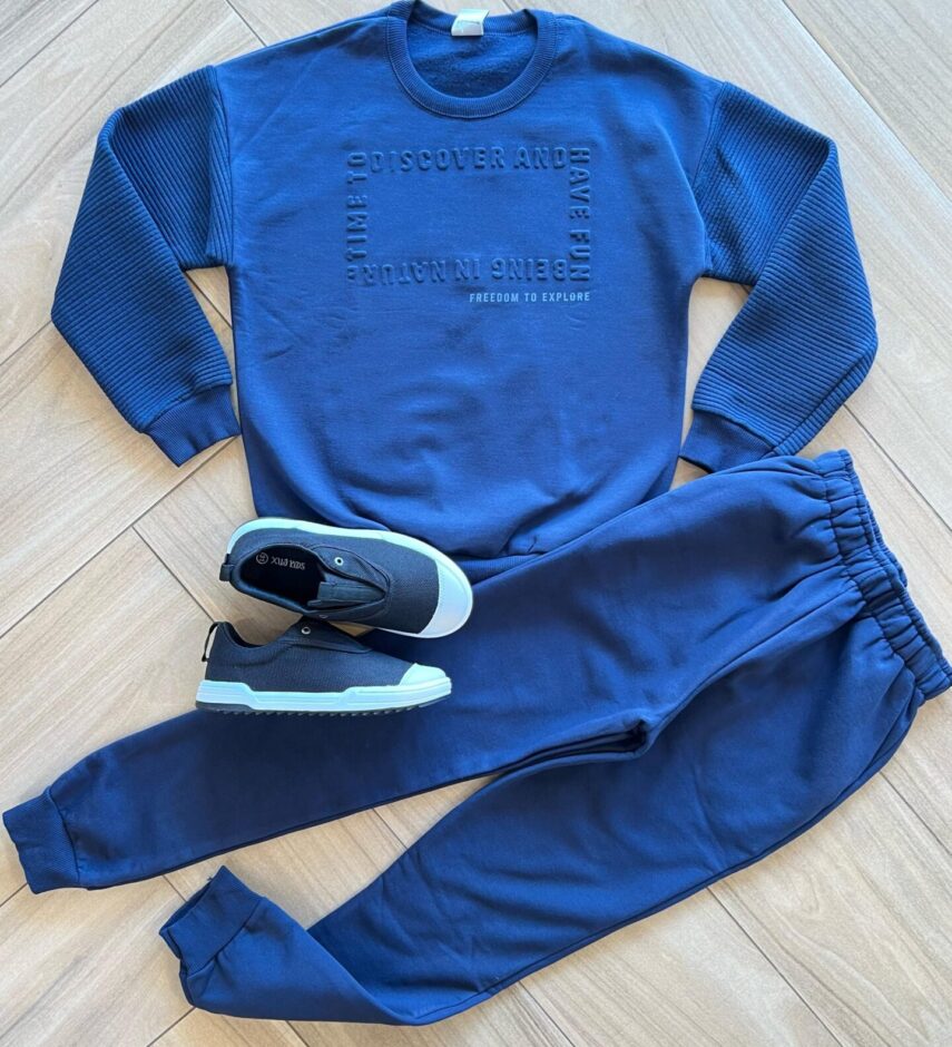 Conjunto Infantil Masculino Blusão Discory e Calça Azul Marinho Fernanda Ramos Kids