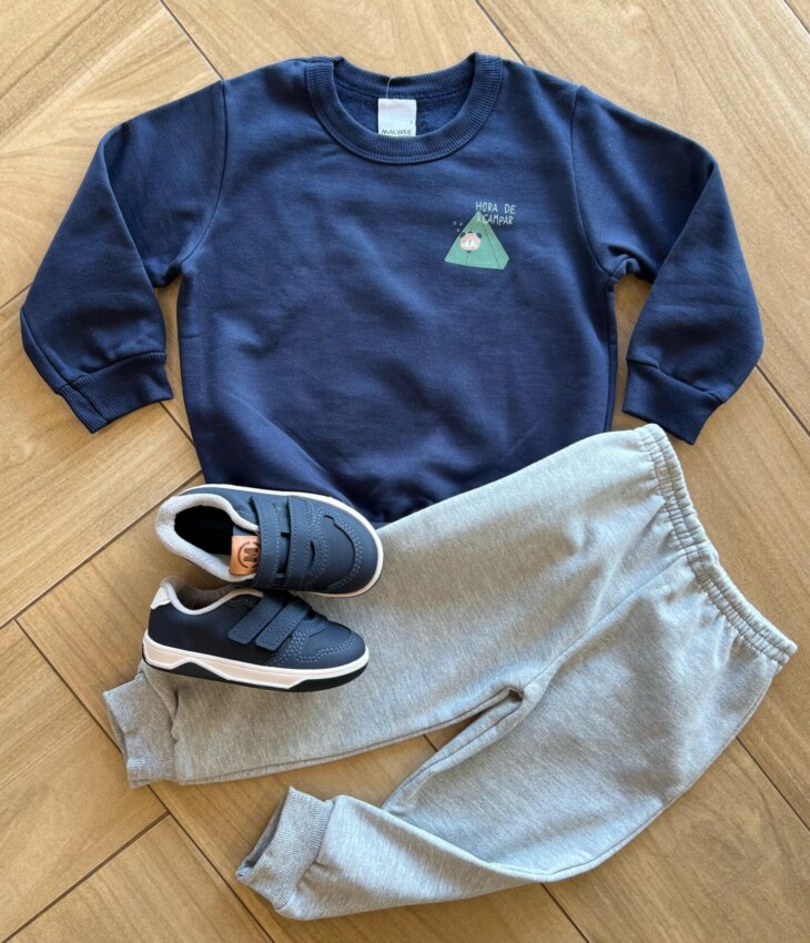 Conjunto Infantil Masculino Blusão Hora de Acampar e Calça Fernanda Ramos Kids