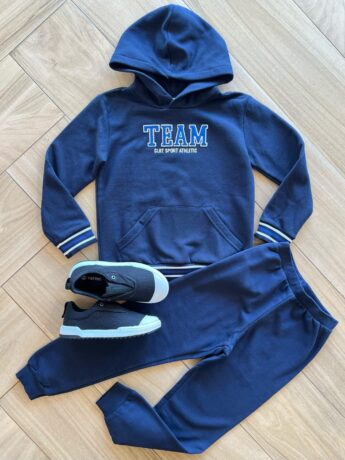 Conjunto Infantil Masculino Blusão Team Sport e Calça Azul Marinho Fernanda Ramos Kids