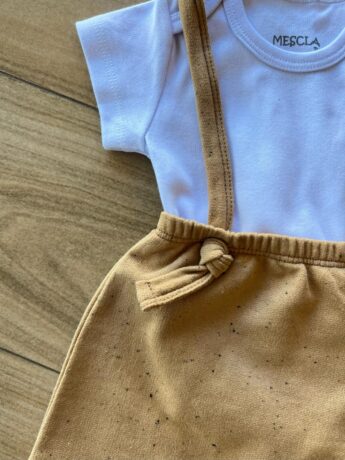 fernandaramoskids com br Conjunto Infantil Masculino Body Branco e Jardineira Moletom Mescla1