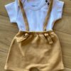 Conjunto Infantil Masculino Body Branco e Jardineira Moletom Mescla Fernanda Ramos Kids