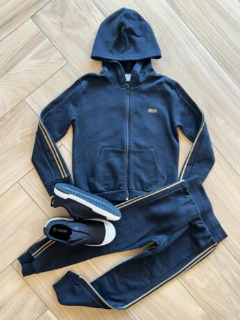 Conjunto Infantil Masculino Jaqueta e Calça Detalhe Lateral Preta Fernanda Ramos Kids