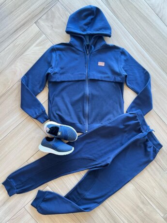 Conjunto Infantil Masculino Jaqueta e Calça Jogger Azul Marinho Fernanda Ramos Kids