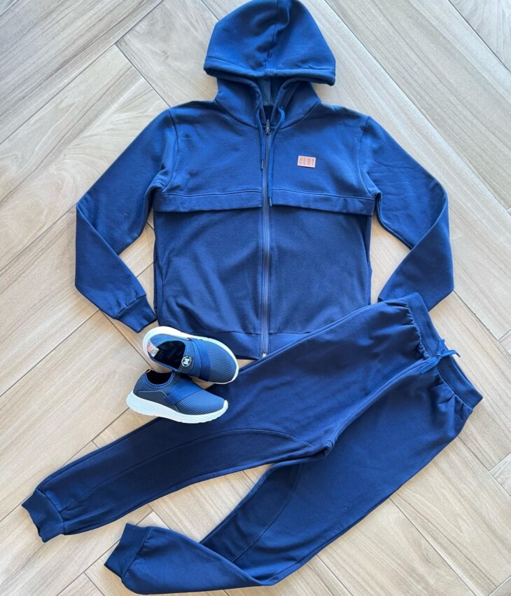 Conjunto Infantil Masculino Jaqueta e Calça Jogger Azul Marinho Fernanda Ramos Kids