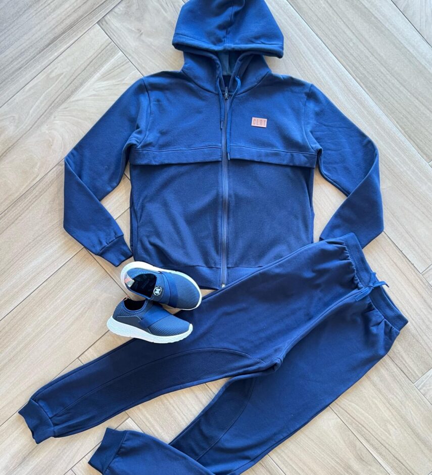 Conjunto Infantil Masculino Jaqueta e Calça Jogger Azul Marinho Fernanda Ramos Kids