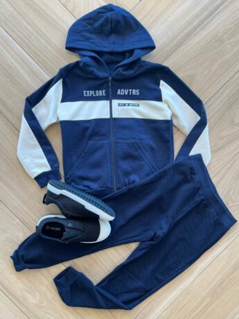 Conjunto Infantil Masculino Jaqueta Explore e Calça Azul Fernanda Ramos Kids
