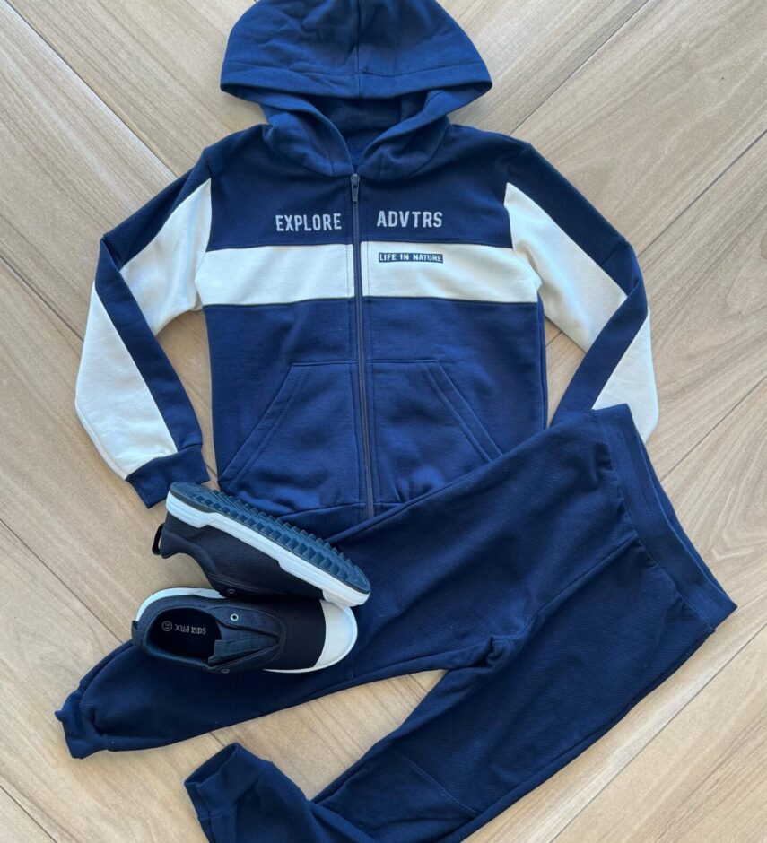 Conjunto Infantil Masculino Jaqueta Explore e Calça Azul Fernanda Ramos Kids