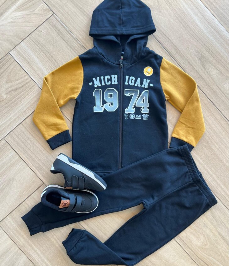 Conjunto Infantil Masculino Jaqueta Michigan e Calça Preta Fernanda Ramos Kids
