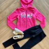 Conjunto Infantil Feminino Jaqueta Some Love e Calça Preta Fernanda Ramos Kids