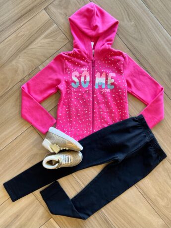Conjunto Infantil Feminino Jaqueta Some Love e Calça Preta Fernanda Ramos Kids