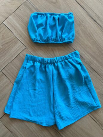 Conjunto Juvenil Feminino Kimono Top e Short Saia Azul Fernanda Ramos Kids