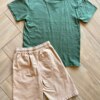 Conjunto Masculino Camiseta Malha e Bermuda Sarja Bege Fernanda Ramos Kids