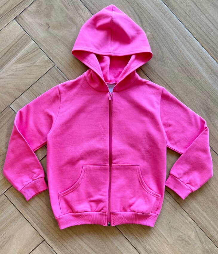 Jaqueta Moletom Infantil Feminina Básica Rosa Claro Fernanda Ramos Kids