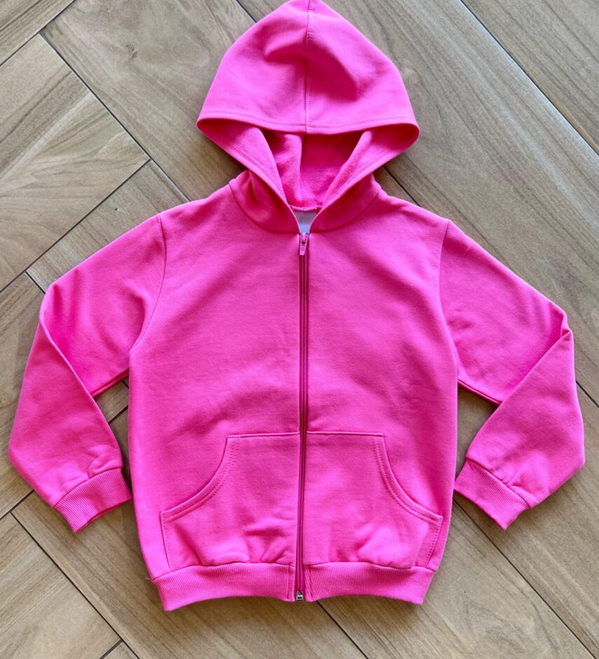 Jaqueta Moletom Infantil Feminina Básica Rosa Claro Fernanda Ramos Kids
